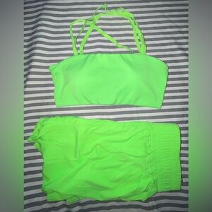 Paragon FeatherKnit High-Rise Trackshort + Reluna Infinity Bra in Jolt Sz M